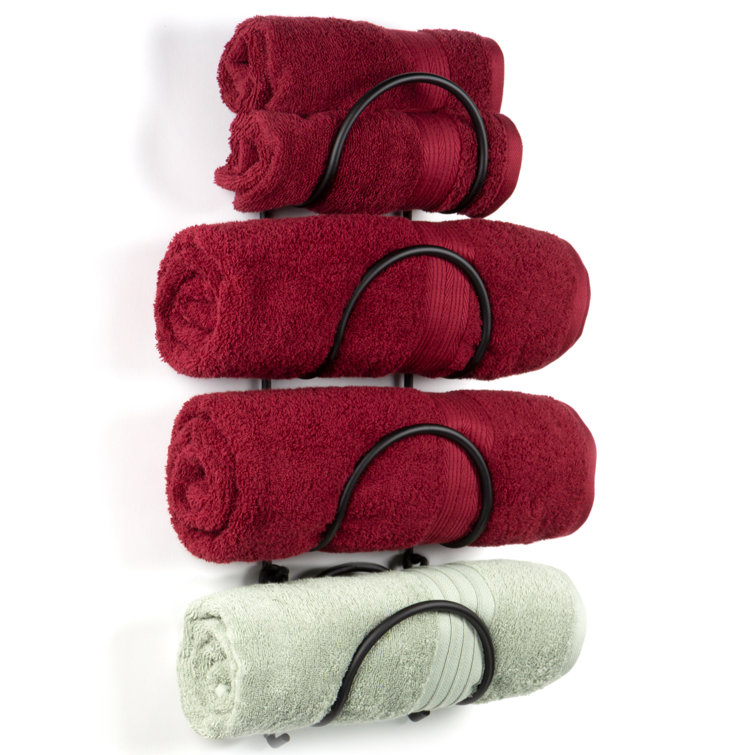 Black Wrought Iron Wall Mounted Towel Rack Set of 4