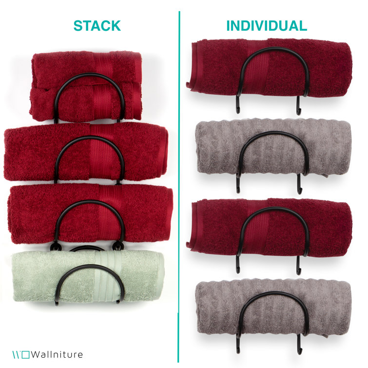Black Wrought Iron Wall Mounted Towel Rack Set of 4