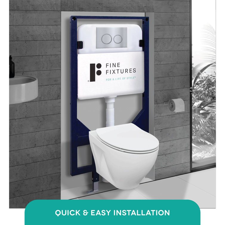 Chrome Dual-Flush Wall-Mount Elongated Toilet with Seat