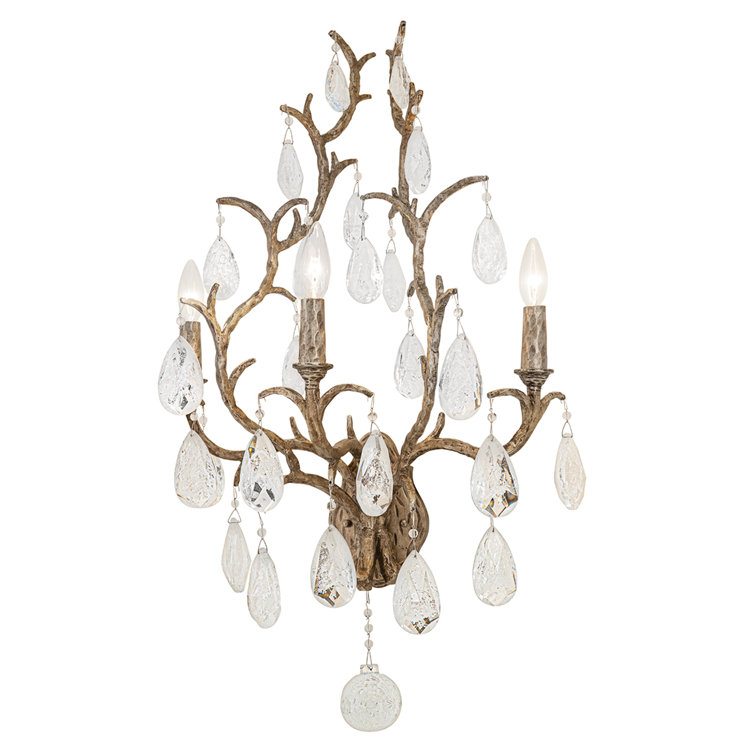 Amadeus Vienna Bronze 3-Light Wall Sconce with Crystal Drops