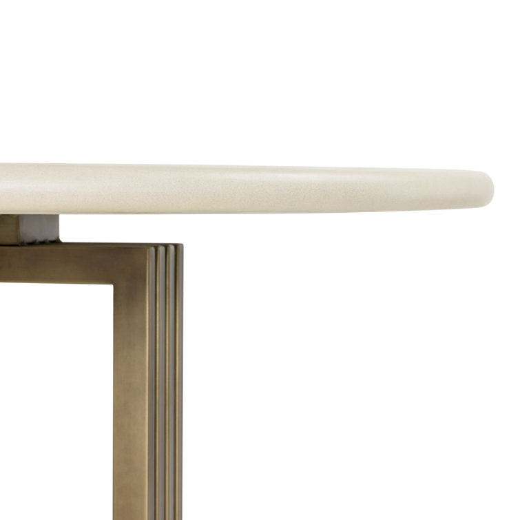 Mid-Century Modern 60'' Round Wood & Marble Dining Table