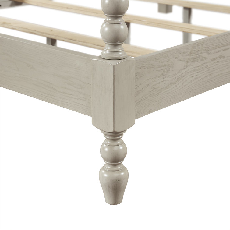 Beckett Natural Whitewash Queen Poster Bed with Wood Frame