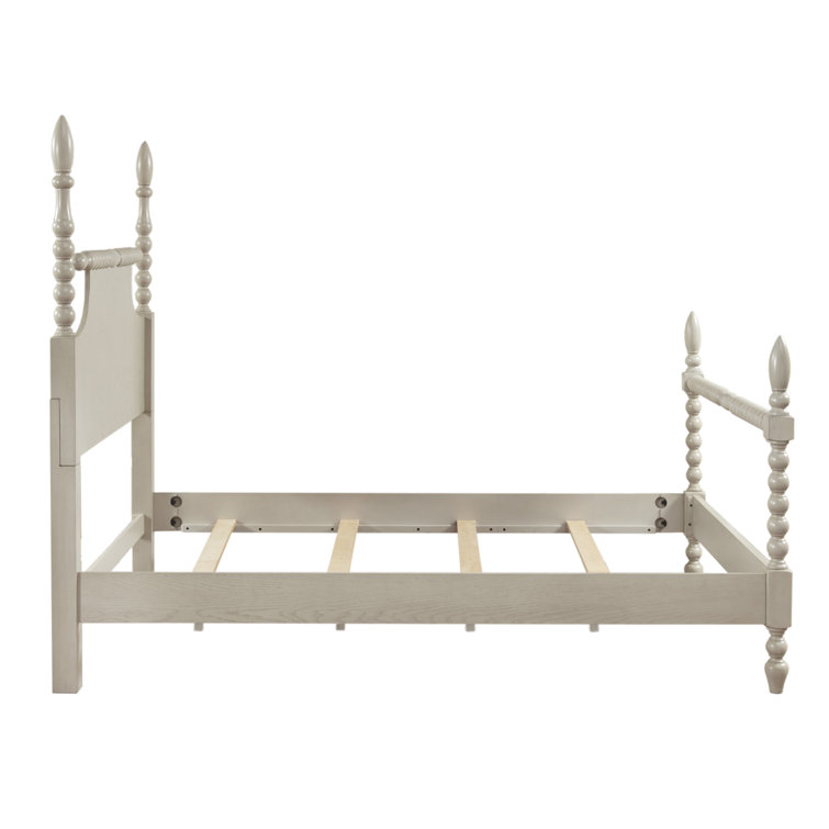 Beckett Natural Whitewash Queen Poster Bed with Wood Frame