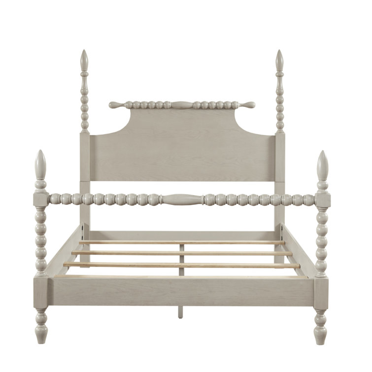 Beckett Natural Whitewash Queen Poster Bed with Wood Frame