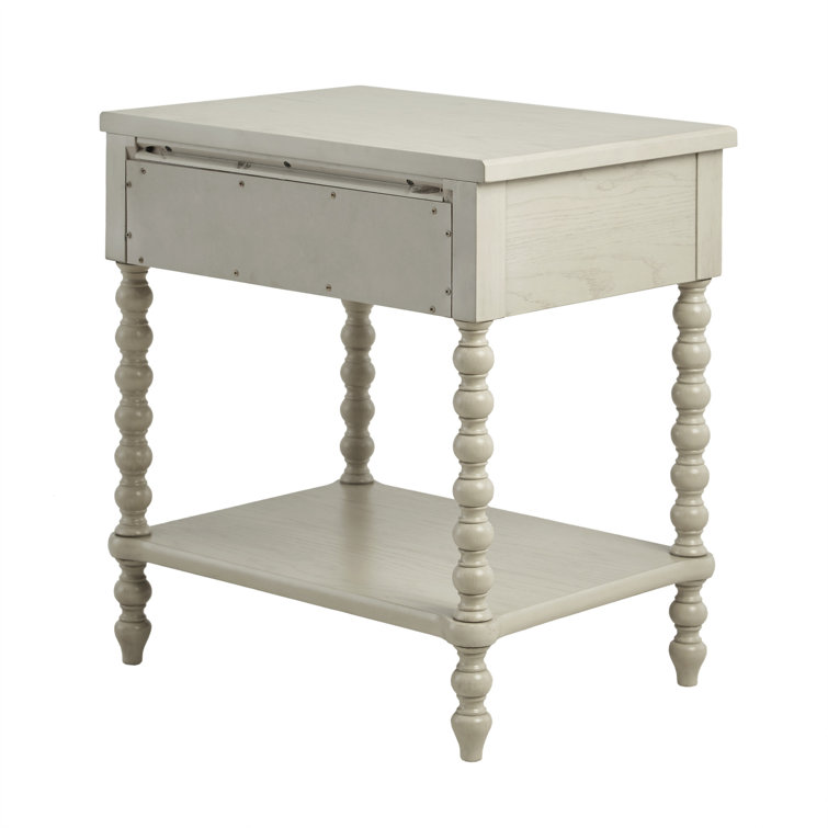 Natural Elegance Whitewash Wood Nightstand with Turned Legs