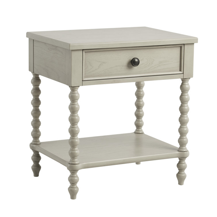 Natural Elegance Whitewash Wood Nightstand with Turned Legs