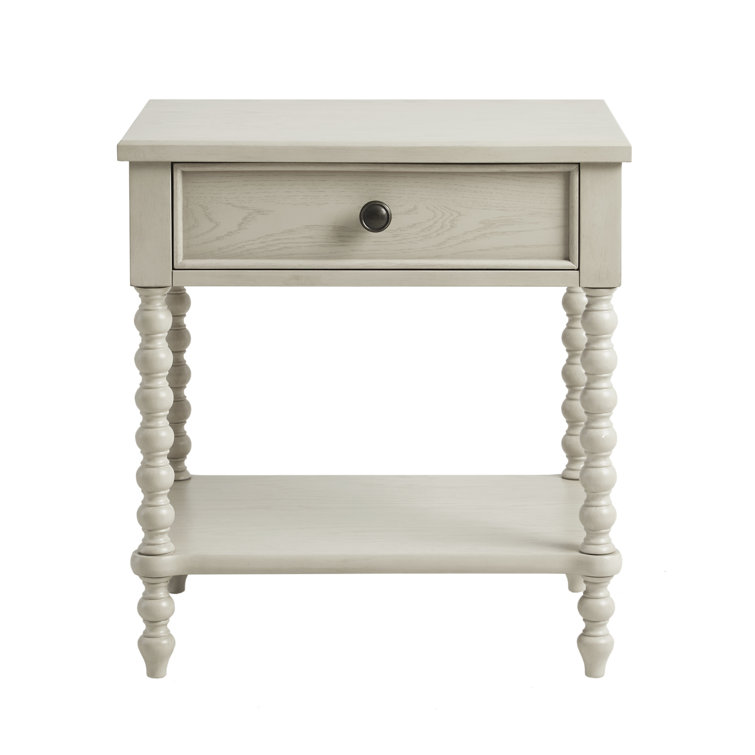 Natural Elegance Whitewash Wood Nightstand with Turned Legs