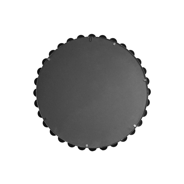 Marlowe Beaded 36" Silver Metallic Round Wall Mirror