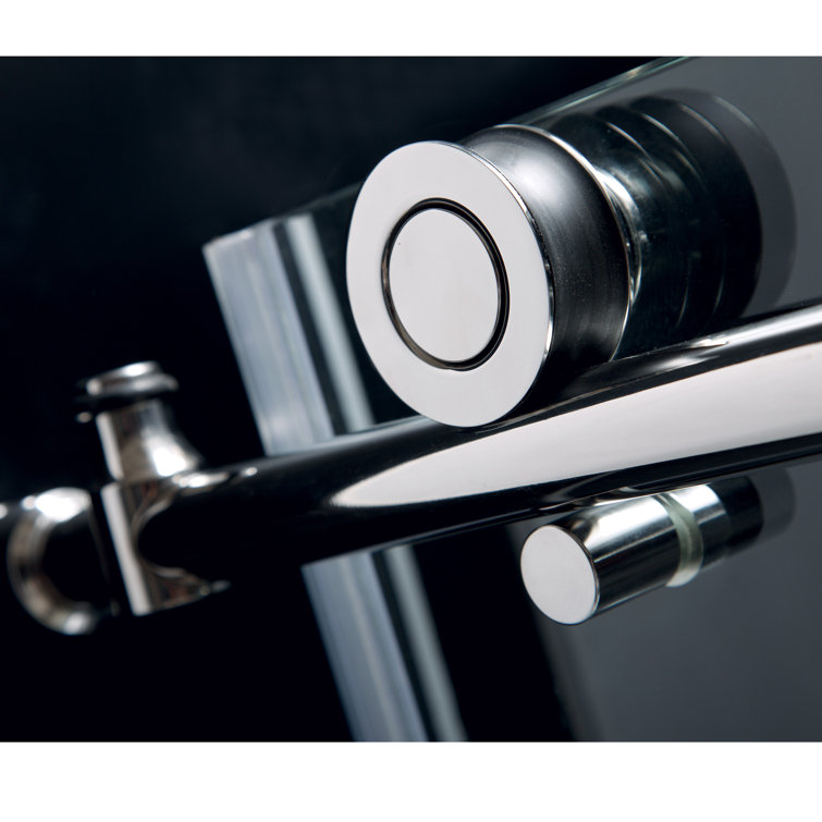 Unidoor Frameless Hinged Shower Door with Clear Glass and Chrome Finish