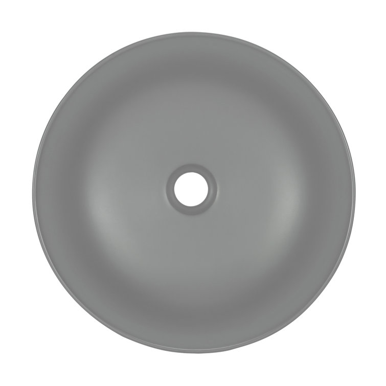 Matte Gray Ceramic 16" Above-Counter Vessel Sink