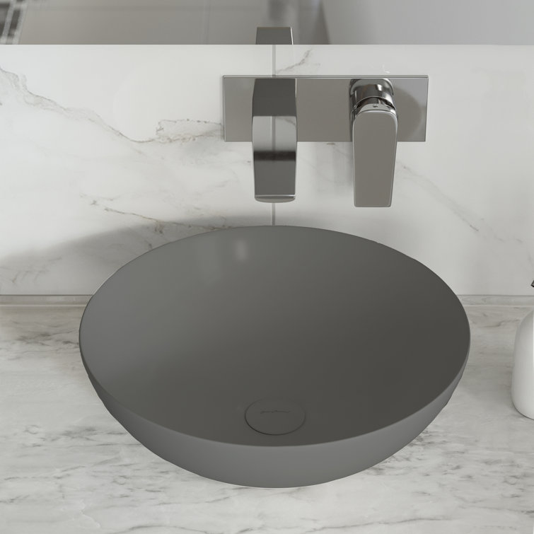 Matte Gray Ceramic 16" Above-Counter Vessel Sink