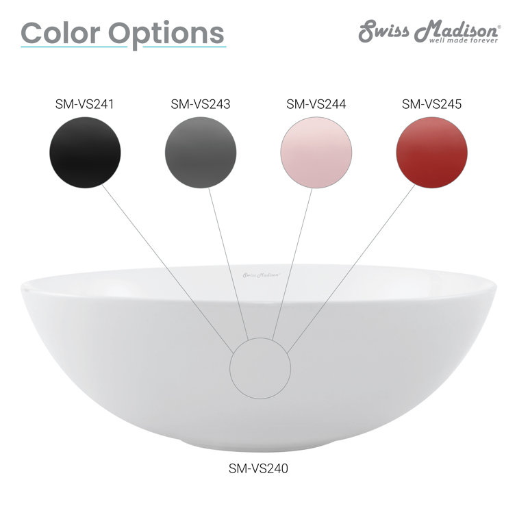 Matte Gray Ceramic 16" Above-Counter Vessel Sink