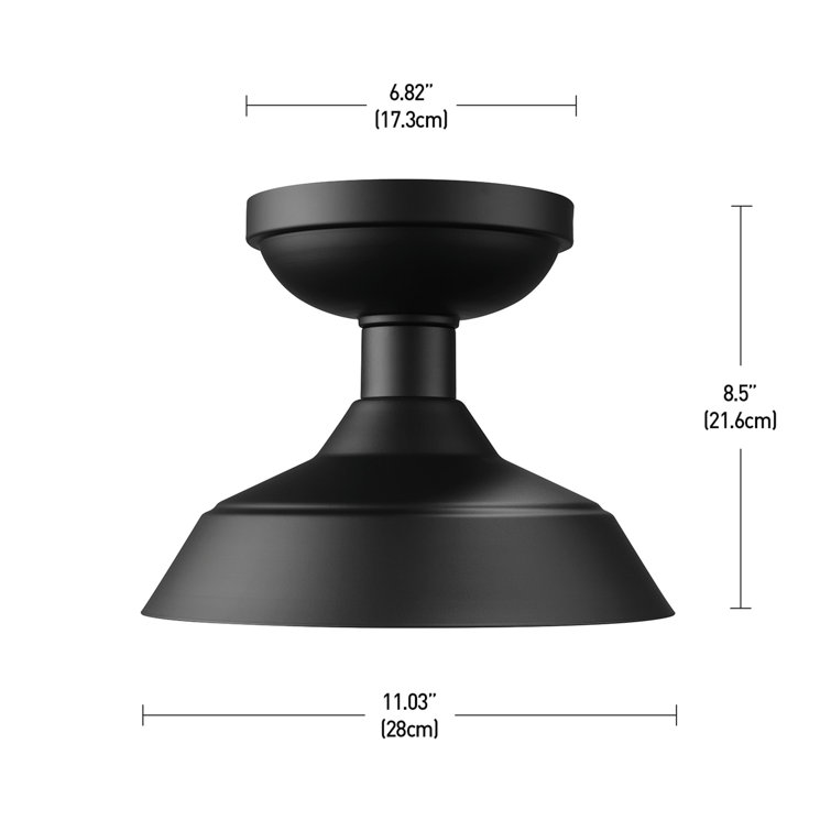 Matte Black Indoor/Outdoor Semi-Flush Mount Ceiling Light