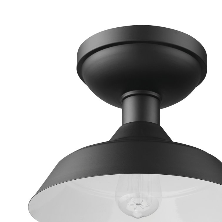Matte Black Indoor/Outdoor Semi-Flush Mount Ceiling Light