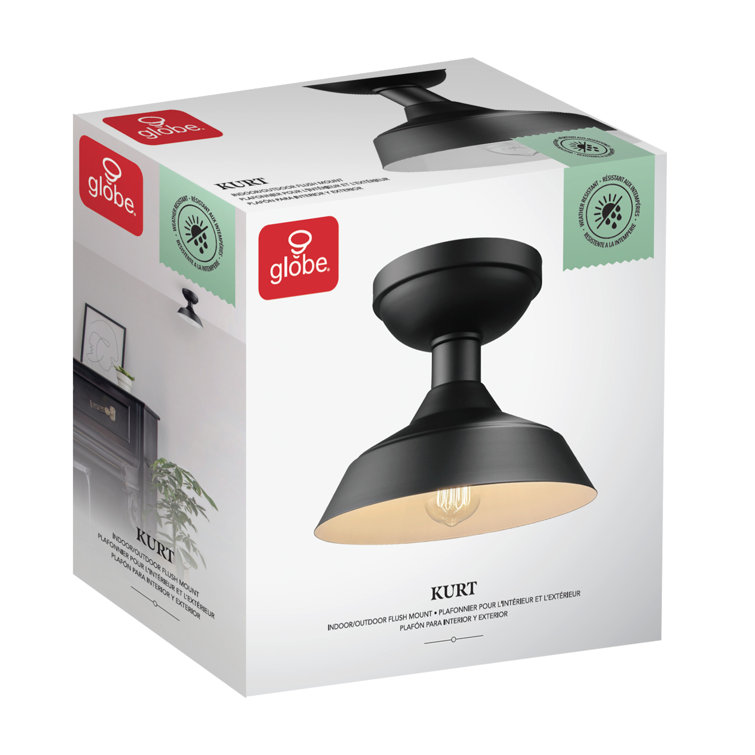 Matte Black Indoor/Outdoor Semi-Flush Mount Ceiling Light
