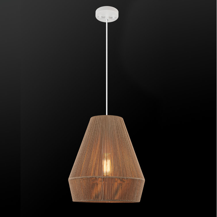 Grant 78'' Dimmable Geometric Pendant with Twine Shade in Matte White
