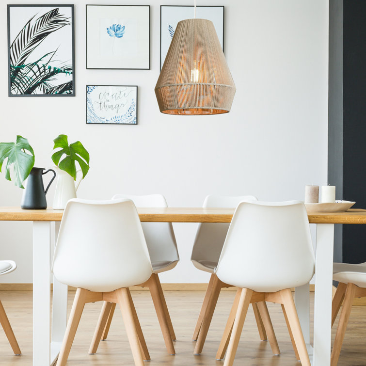 Grant 78'' Dimmable Geometric Pendant with Twine Shade in Matte White