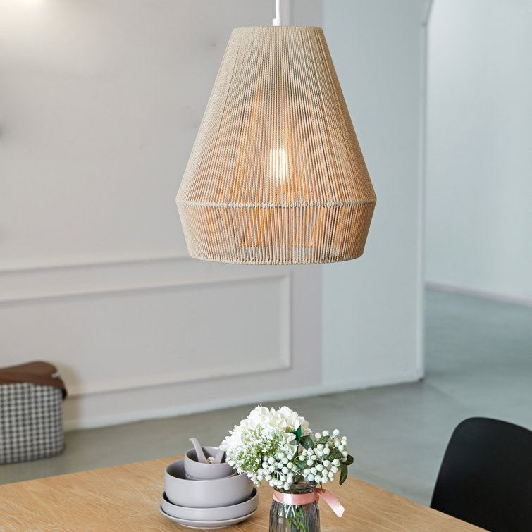Grant 78'' Dimmable Geometric Pendant with Twine Shade in Matte White