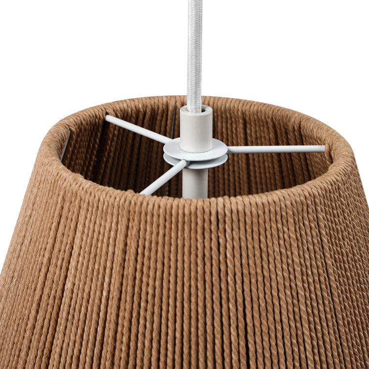 Grant 78'' Dimmable Geometric Pendant with Twine Shade in Matte White