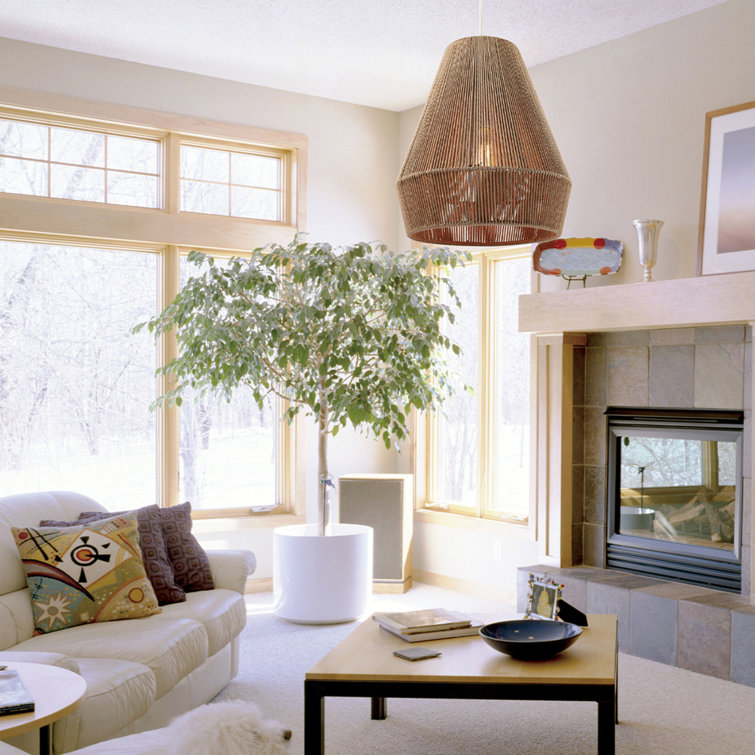 Grant 78'' Dimmable Geometric Pendant with Twine Shade in Matte White