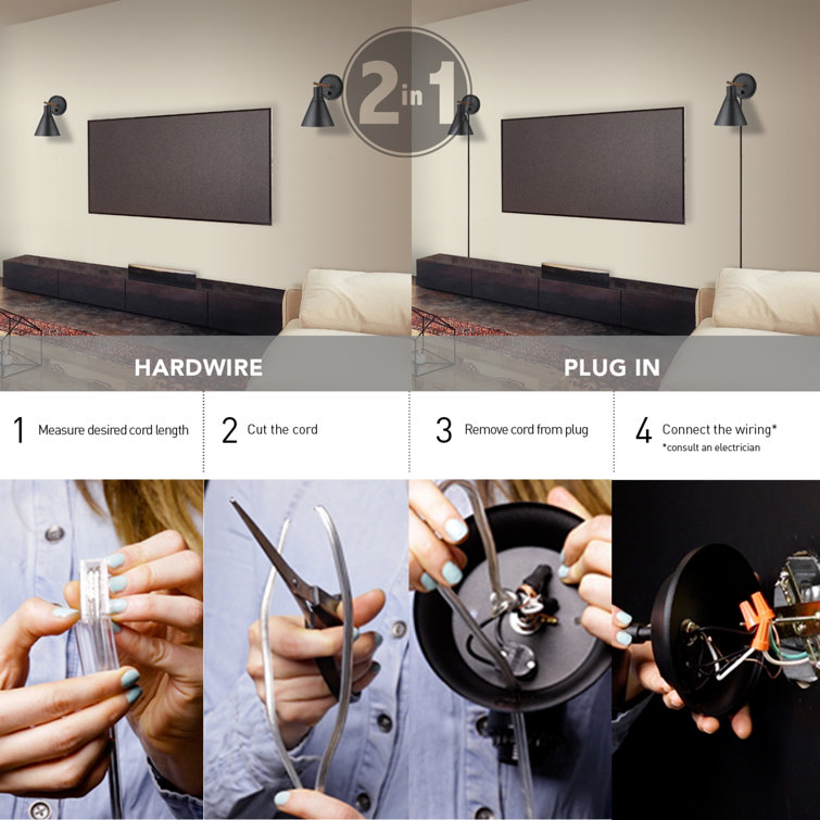 Lofty Chic Matte Black and Faux Walnut Dimmable Wall Sconce