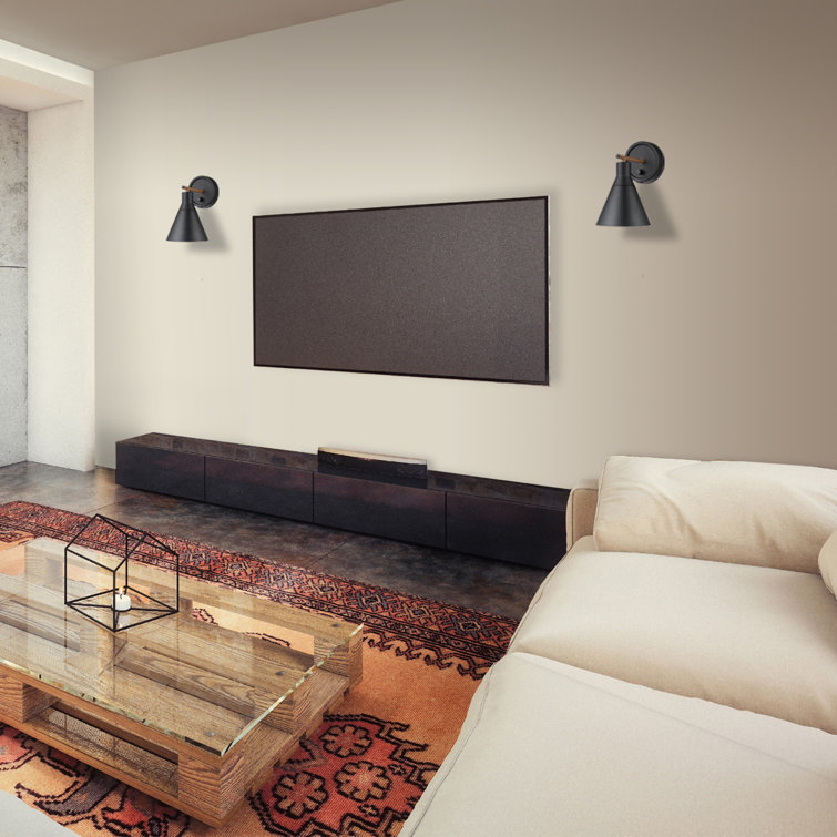 Lofty Chic Matte Black and Faux Walnut Dimmable Wall Sconce