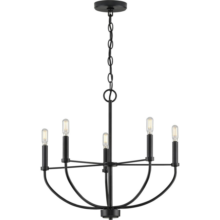 Leyden Matte Black 5-Light Farmhouse Chandelier