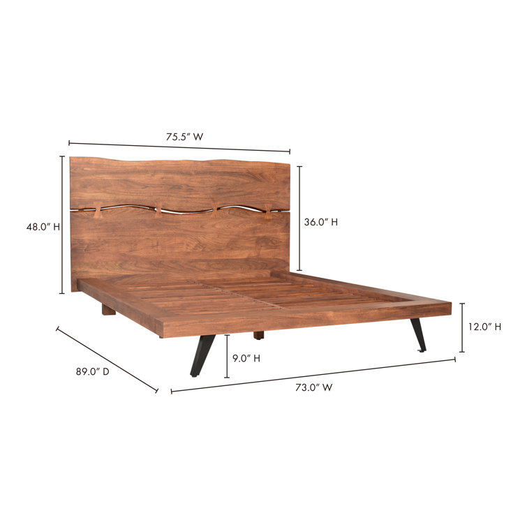 Madagascar Queen Platform Bed with Organic Edge Headboard