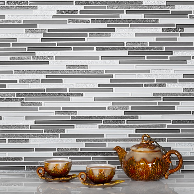 12" x 12" Brown and Gray Glass Metal Mosaic Tile