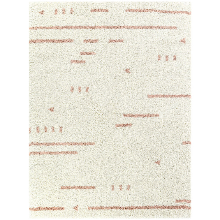 Sherpa Cozy Himalaya Inspired White/Pink Shag Rug 5' x 7'