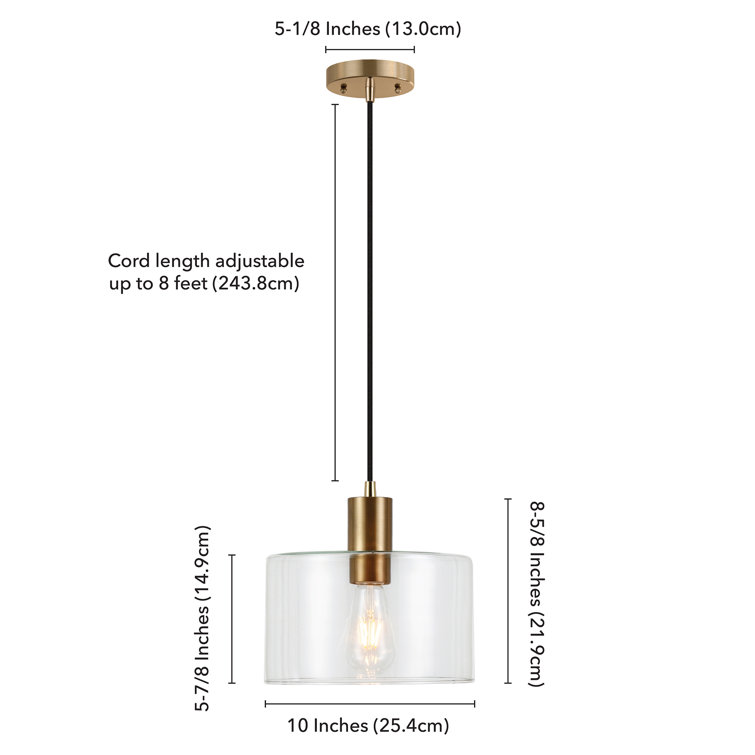 Henri Coastal Clear Glass Drum Pendant with Polished Nickel Finish