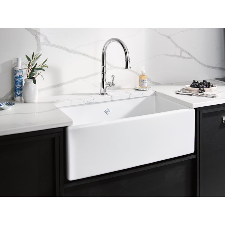 Shaker 33" Patina Blue and Gold Fireclay Farmhouse Sink