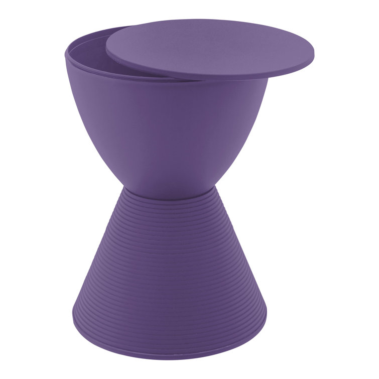 Purple Ribbed Hourglass Polypropylene End Table