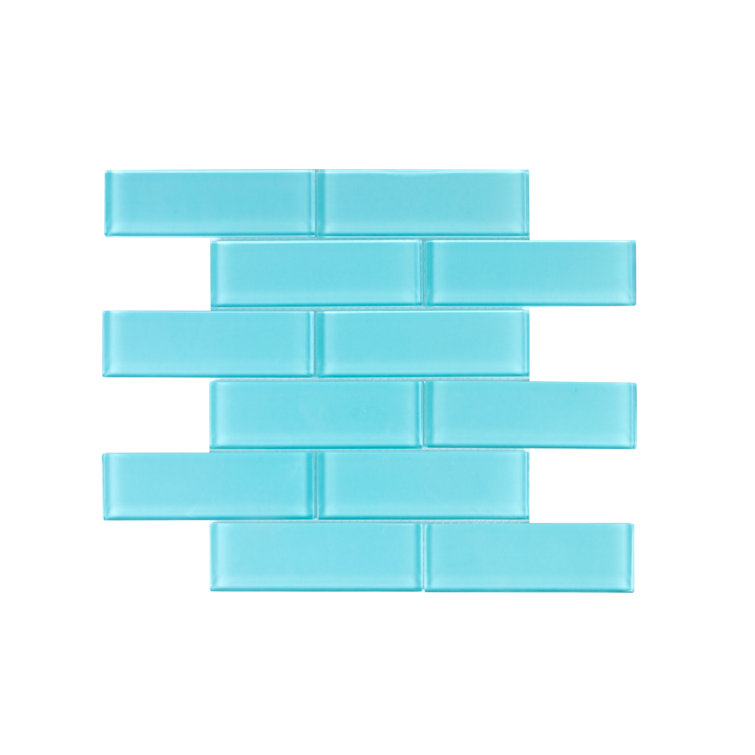 Aqua Blue 2" x 6" Polished Glass Subway Tile