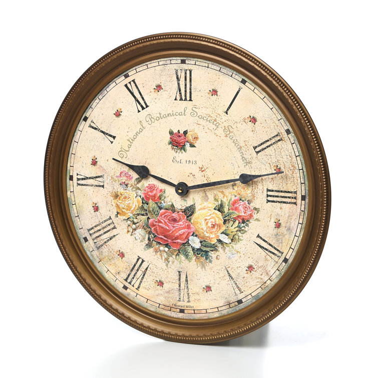 Antique Brass Botanical Pendulum Wall Clock