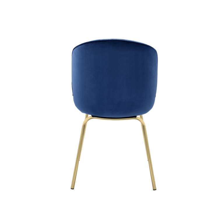 Luxurious Blue Velvet & Gold Metal High Back Side Chair