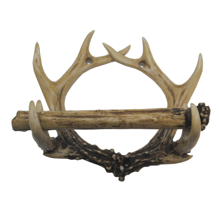 Rustic Brown Resin Deer Antler Toilet Paper Holder