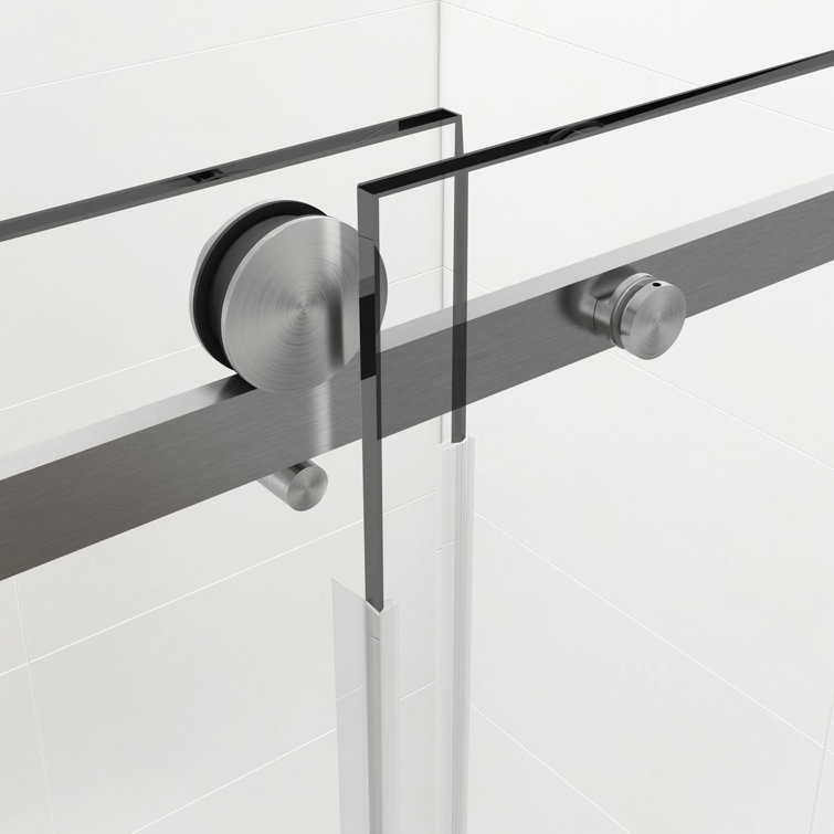 60'' Brushed Nickel Frameless Sliding Shower Enclosure
