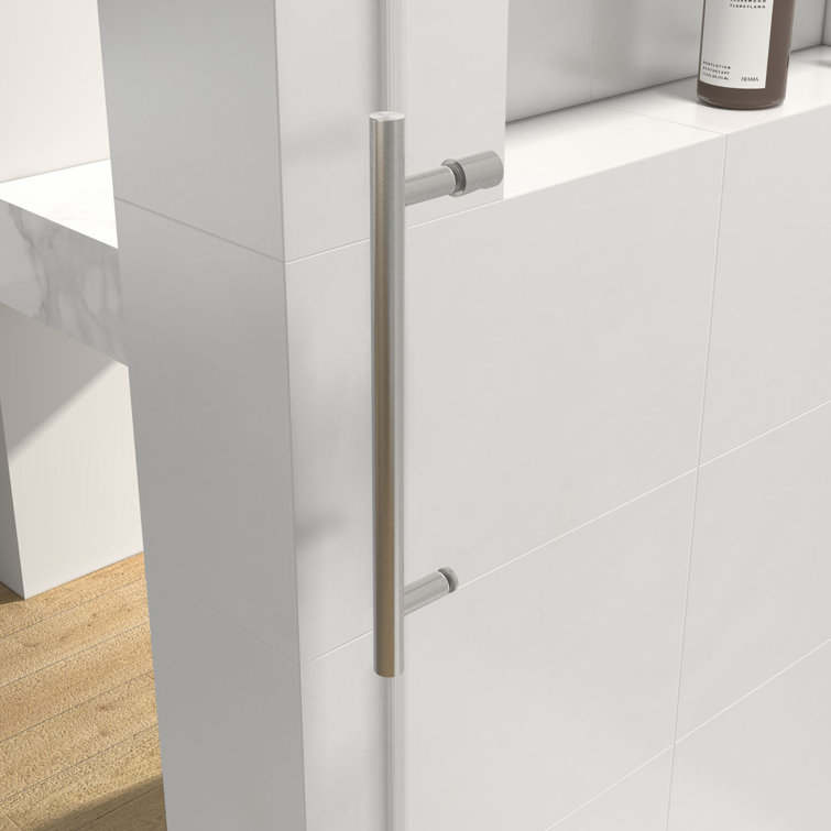 60'' W 66'' H Frameless Brushed Nickel Sliding Shower Enclosure