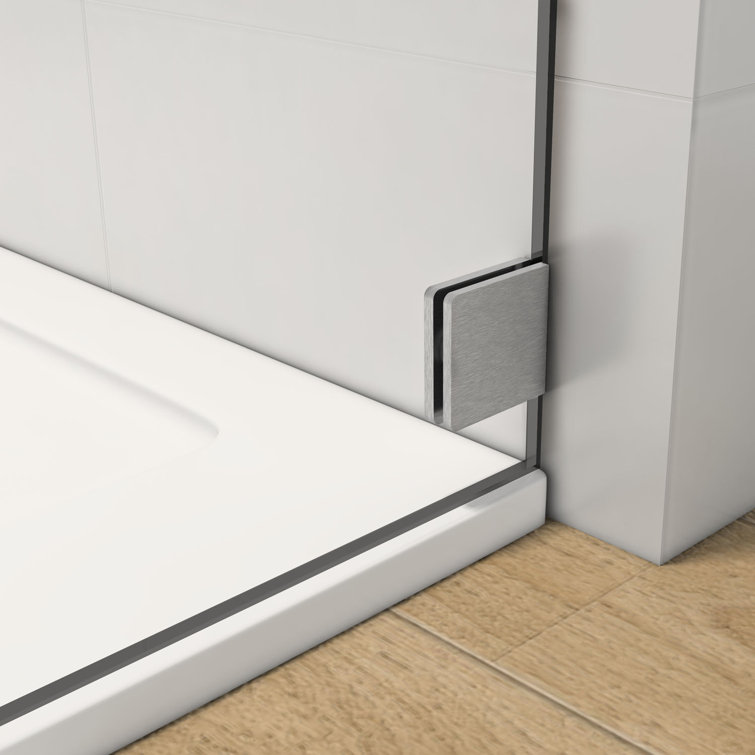 60'' W 66'' H Frameless Brushed Nickel Sliding Shower Enclosure