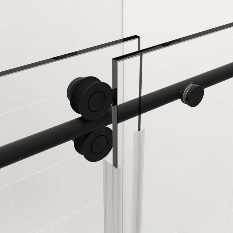 60'' Matte Black Frameless Sliding Shower Enclosure