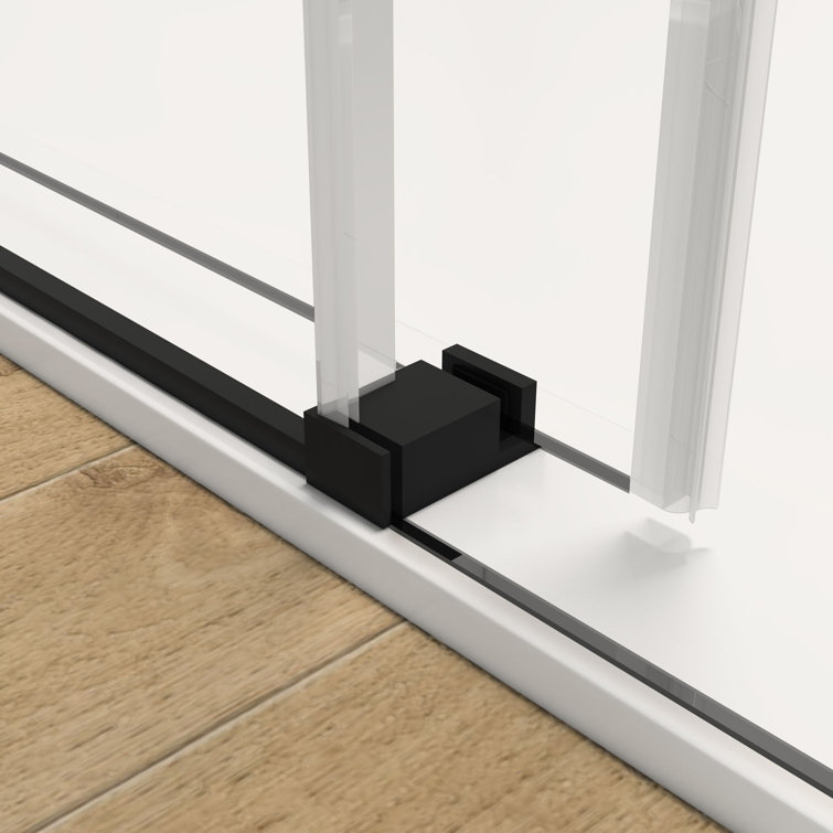 60'' Matte Black Frameless Sliding Shower Enclosure