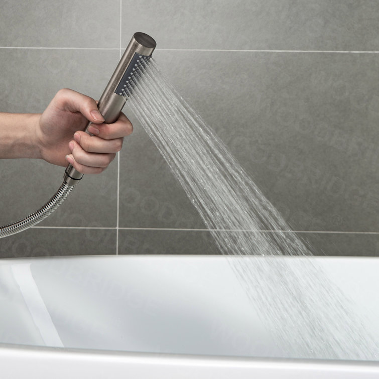 Brushed Nickel Freestanding Tub Filler Faucet with Hand Shower