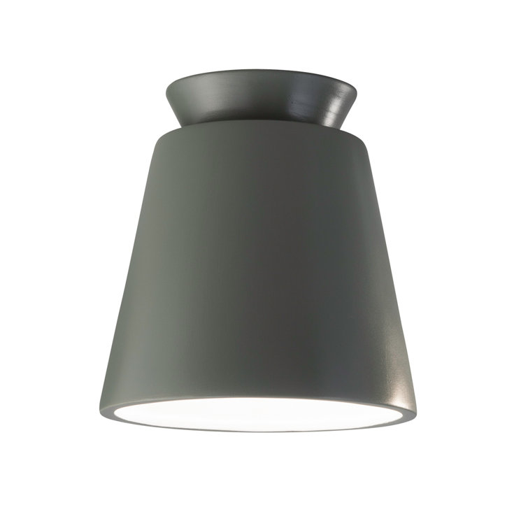 Pewter Green Ceramic LED Outdoor Flush Mount Light