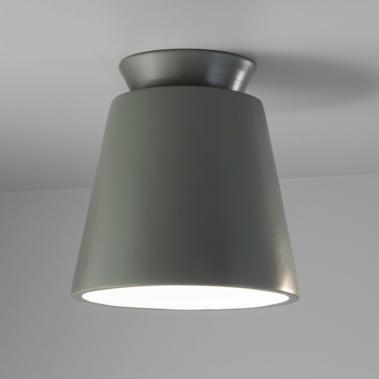 Pewter Green Ceramic LED Outdoor Flush Mount Light