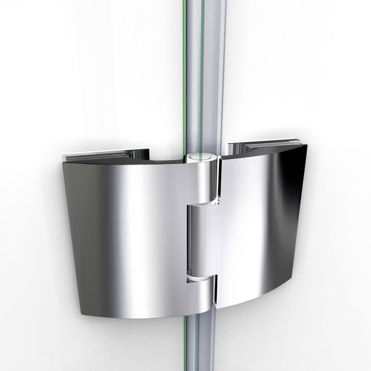 Aqua Frameless Clear Glass Hinged Tub Door with Brushed Nickel Hardware