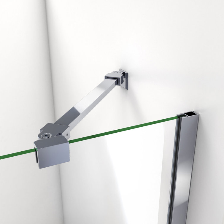 Aqua 48" Clear Glass Frameless Hinged Tub Door with Brushed Nickel Hardware