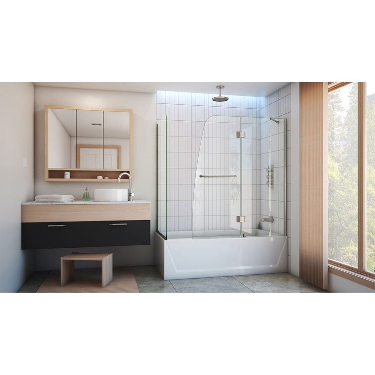 Aqua 56-60" Frameless Hinged Tub Door with Clear Glass