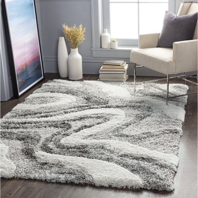 Dittman Abstract Gray Shag 5'3" x 7' Synthetic Rug
