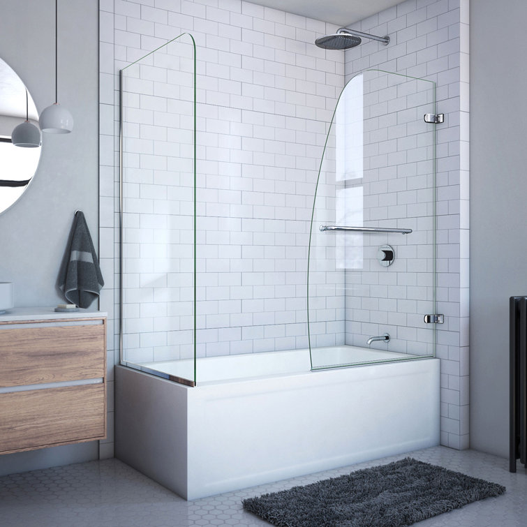 Aqua Uno 60" Clear Glass Frameless Hinged Tub Door